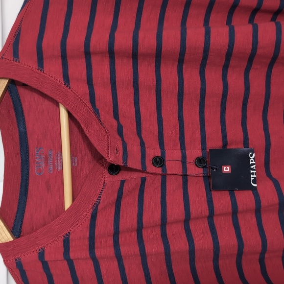 Chaps Red & Blue Striped 3 Buttons On Front Pullover Long Sleeve Size XXL - Picture 2 of 5